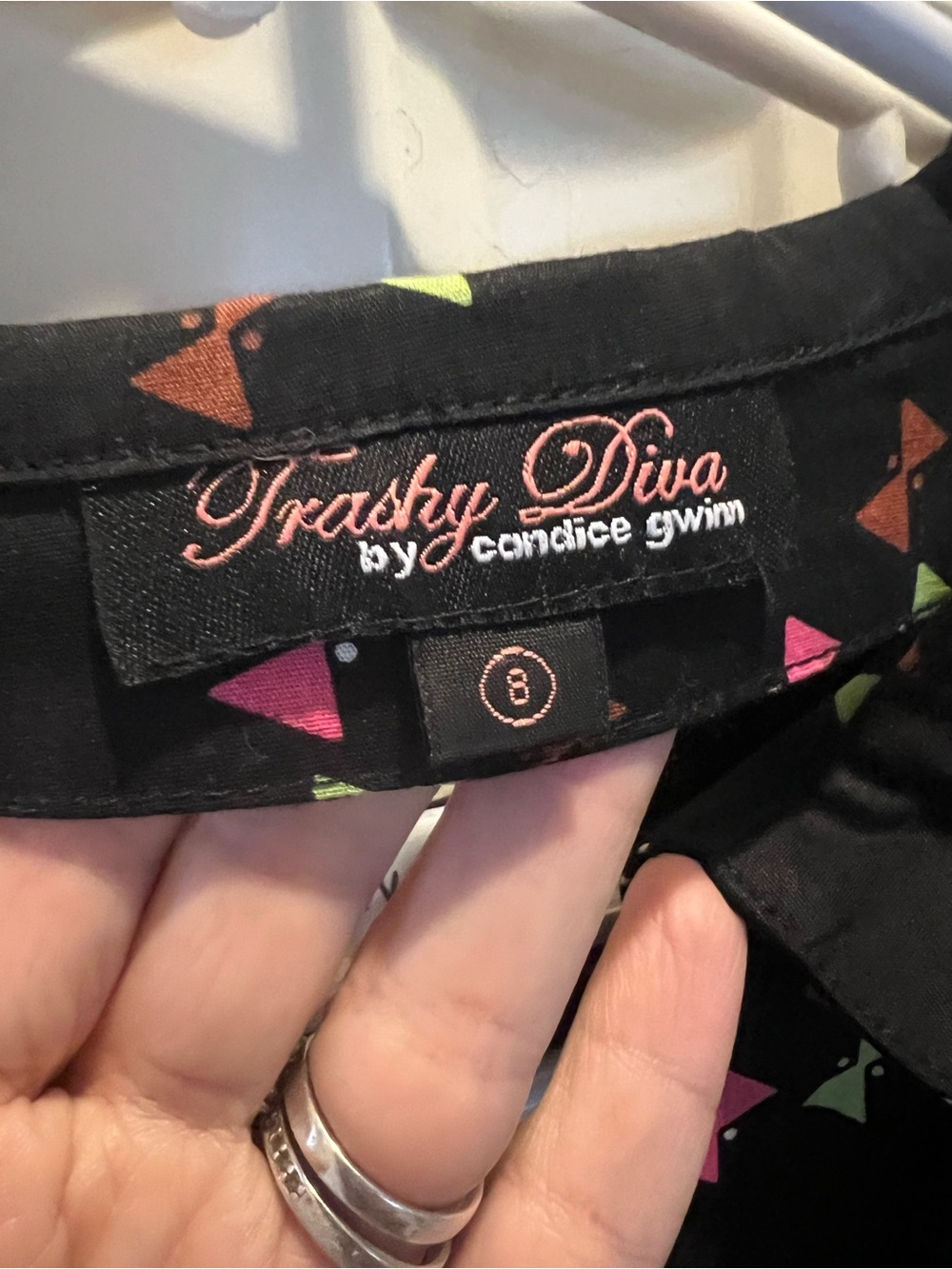 Trashy Diva Black Dress with Pink, Green & Orange Triangle Print